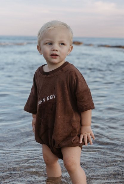 Terry Tshirt Romper - Dark Chocolate - CINNAMON BABY