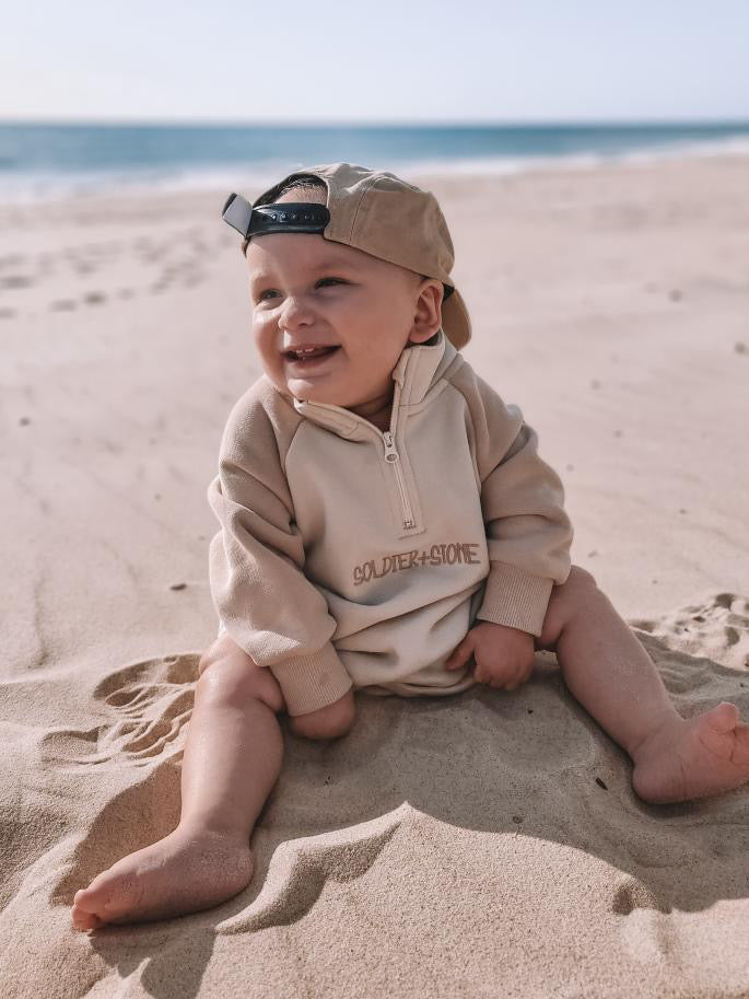 Two Toned Romper- Beige/Brown