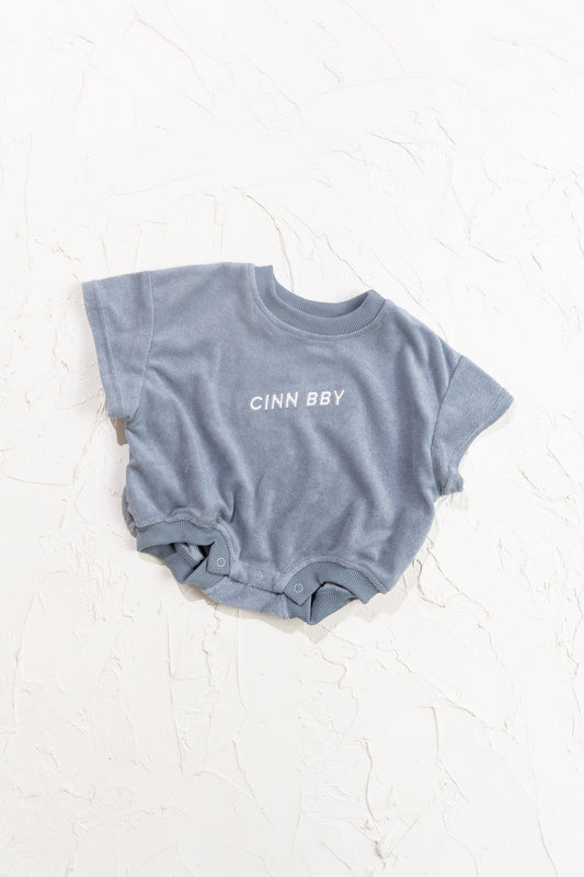 Terry Tshirt Romper - Blue