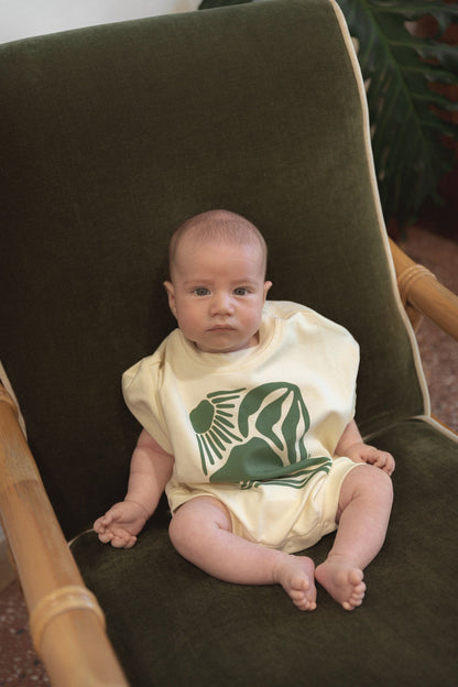 Big Island Tshirt Romper - Olive - CINNAMON BABY