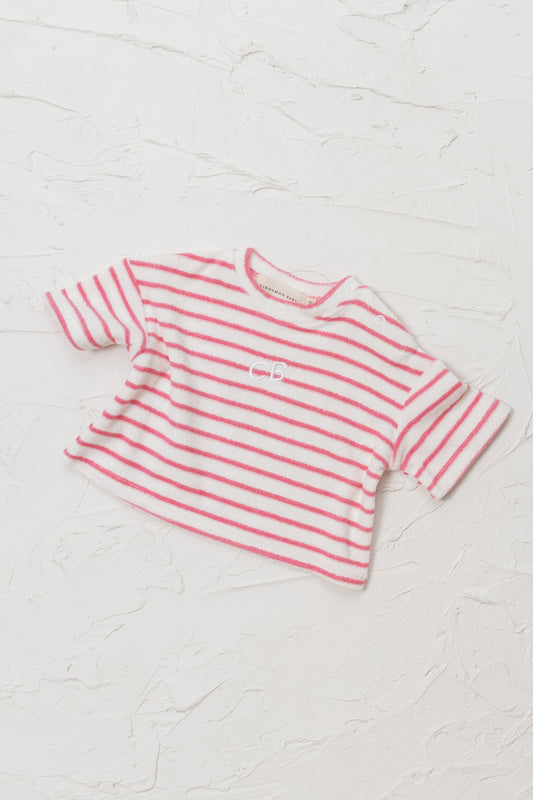 Terry Toweling Stripe Tee - Pink - CINNAMON BABY Cinnamon Baby