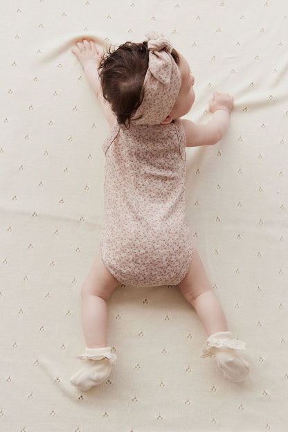 Organic Cotton Bridget Singlet Bodysuit - Rosalie Field Rose Dust  | Jamie Kay