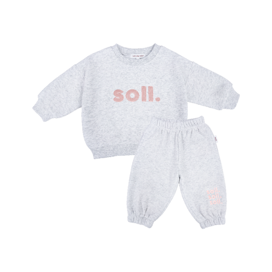 Kids Soll Fleece Set - Grey/Pink