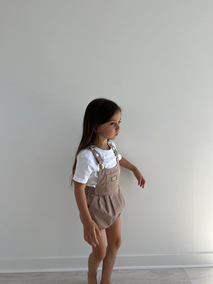 BOWIE BUBBLE ROMPER - LATTE BROWN | Twin Collective