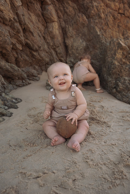 BOWIE BUBBLE ROMPER - LATTE BROWN | Twin Collective