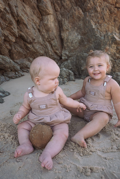 BOWIE BUBBLE ROMPER - LATTE BROWN | Twin Collective wyldeclothing