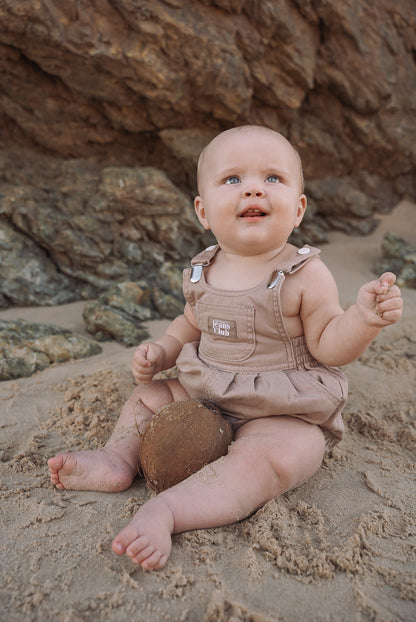 BOWIE BUBBLE ROMPER - LATTE BROWN | Twin Collective