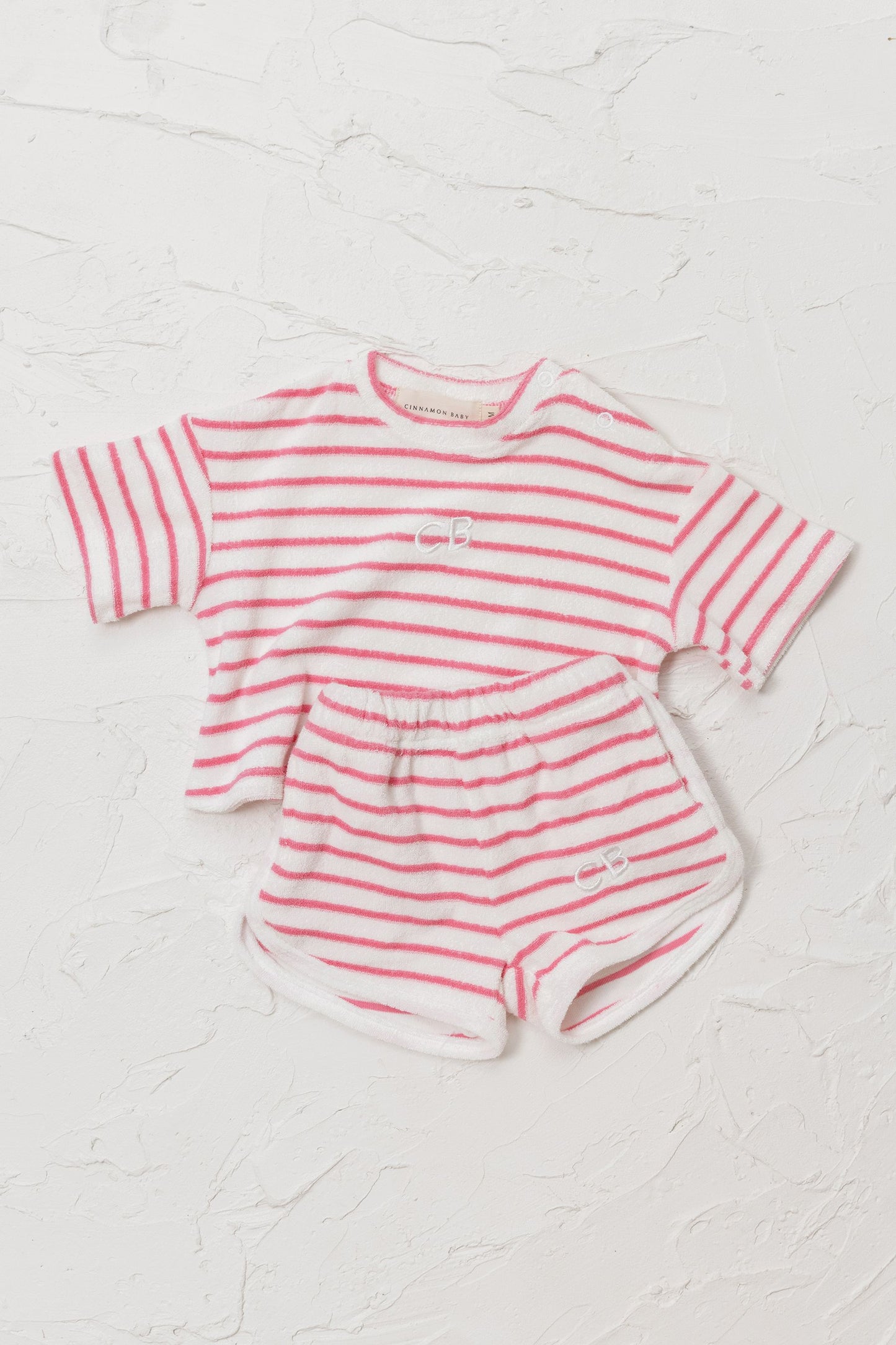 Terry Toweling Stripe Tee - Pink